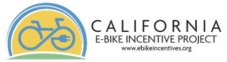 Logo for California E-Bike Incentive Project. Photo of man with arms spread standing beside an electric bicycle. Text reads: The first e-bike incentive application window OPENS on December 18th at 6pm PST.